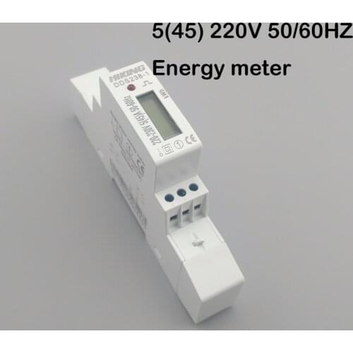 5(45)A 45A 220V 50HZ 60HZ LCD display Single phase Din rail KWH Watt hour din-rail energy meter
