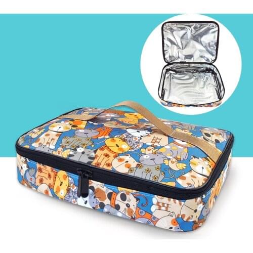 Canvas Lunch Bags Children Portable Functional Canvas Stripe Insulated Thermal Food Picnic Kids Cooler Lunch Box Bag Tote