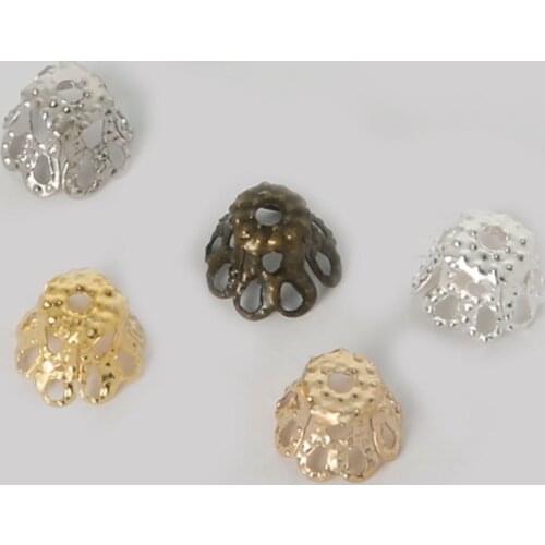 200pcs/lot 5*6mm 5 colors choose Hollow Flower Beads Caps Metal Jewelry Findings DIY Accessory FDA014-01