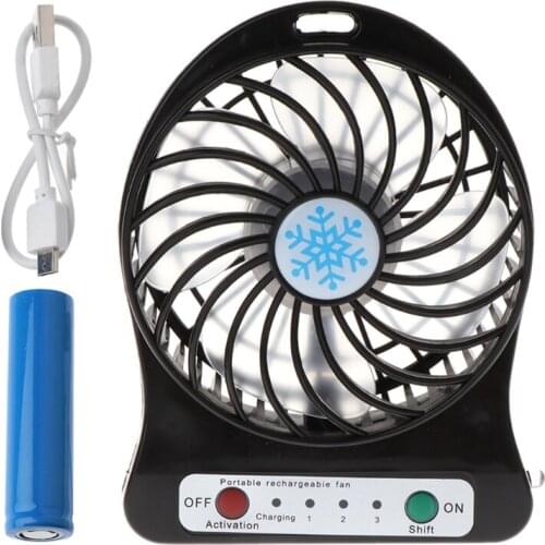 Portable Outdoor LED Light Fan Air Cooler Mini Desk USB Fan With 18650 Battery X6HA