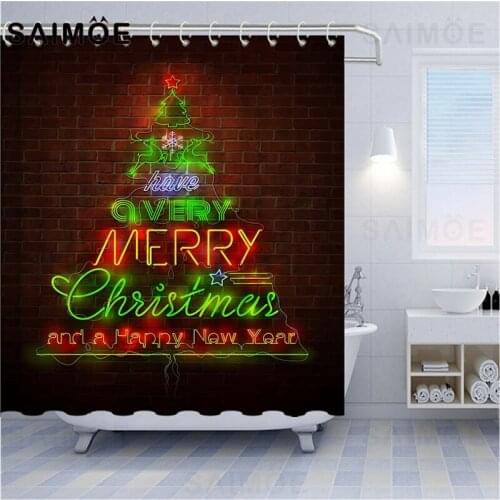 Christmas Decor Bath Curtains Christmas Tree Creative Design Shower Curtain Waterproof Fabric Cartoon Curtain For Home Bathroom