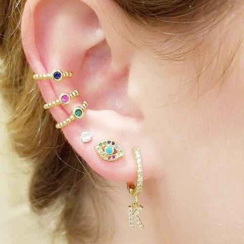 Simple Gold Silver Color 26 English Initial Letter CZ Zircon Earrings Letter Drop Earrings For Women Trendy Fashion Jewelry