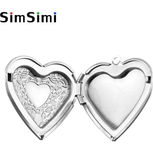 Simsimi Stainless Steel locket picture frame charm Heart Locket photo pendant Women Jewelry Valentine Lover Gift 20pcs