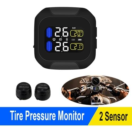 Motorcycle TPMS Motor Tire Pressure Monitoring System USB Charge Tyre Temperature Alarm 2 External Internal TH/WI Sensors