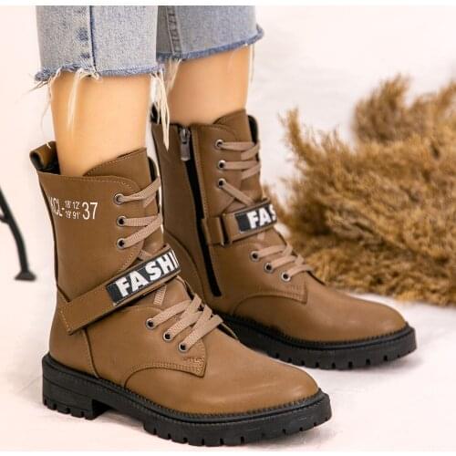 Tonar Jase Mink Skin Lace-Up Women Boots New Season Zipper Velcro Detailed Fashion Winter