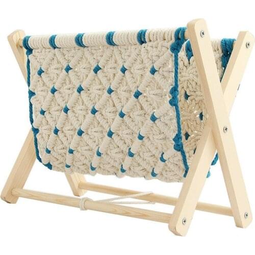 Magazine Rack Bohemian Magazine Rack Storage Vertical Basket Nordic Country Style Macrame Cotton Rope Woven Storage Rack32X25cm