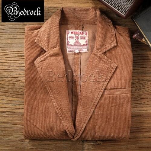 MBBCAR 19th century Hauler Jacket vintage porter corduroy casual suit brown Ami khaki fit retro corduroy jacket for men 3012