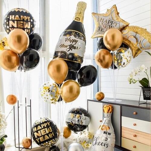 Happy New Year 2021 Decorations Wine Bottle Foil Balloons For Christmas Home Decor Air Globos Happy New Year Eve Party Supplies