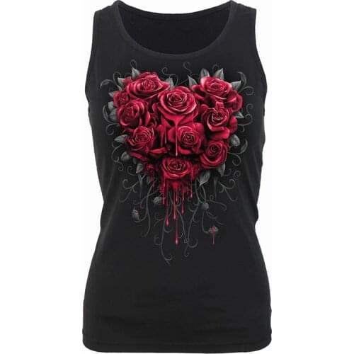 Vintage Plus Size Sleeveless Goth Rose Graphic Tank Tops for Women Summer Y2K Clothes 5XL Punk Round Neck Tee Shirts Female