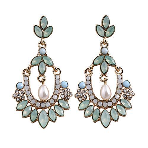 Women Flower Chandelier Earrings Acrylic Rhinestone Faux Pearl Ear dangle Jewelry new