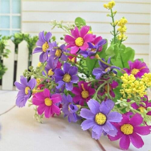 1 Bouquet 28 Heads Artificial Fake Chrysanthemum Indoor Outdoor Hanging Planter Home Wedding Garden Cemetery Decor