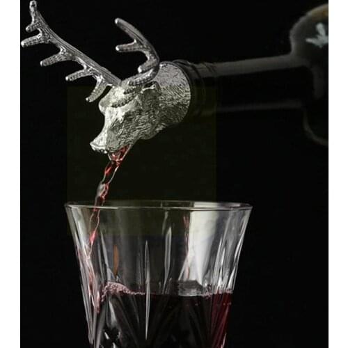 1pc Deer Head Wine Pourer Steel Red Wine Stopper For Champagne Seal Accessories Bottle Decor Cork Bar Beverage Vacuum F9R6