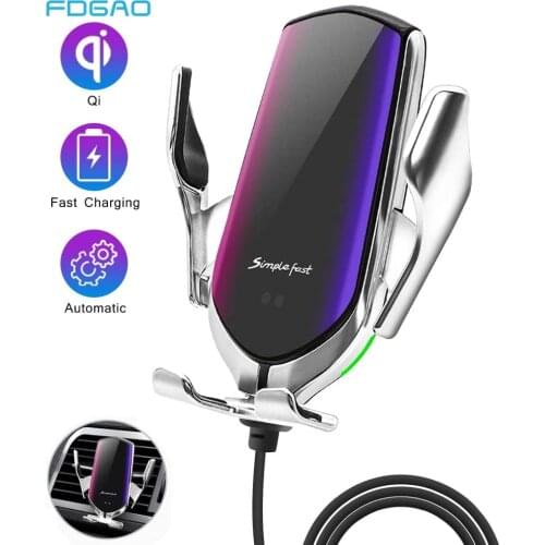 10W Wireless Charger Car Phone Holder Qi Induction Sensor Fast Charging Stand Mount For Samsung S20 S10 iPhone 12 11 Pro XS XR 8