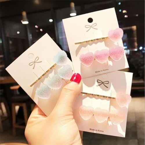 2PCS/Set New Women Girls Cute Colorful Heart Barrettes Sweet Hair Ornament Clips Hairpins Headband Fashion Hair Accessories