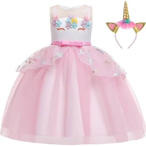 2019 Free Unicorn Dress Kids Dresses For Girls Costume Star Princess Dress Party Christmas Dress Girl Fantasia Infantil Vestido