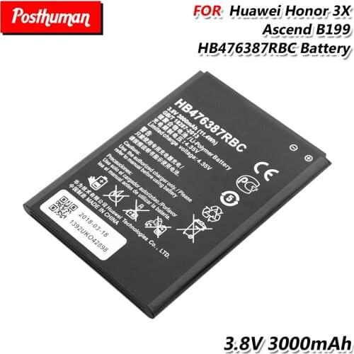 3000mah HB476387RBC Phone Battery For Huawei Honor 3X 3X Pro Ascend G750 G750-T00 G750-C00 Rechargeable Li-Po Lithium battery