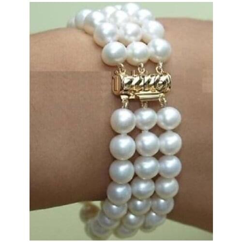 FREE SHIPPING HOT sell new Style >>>>NEW 7.5-8" 9-10 MM white PEARL BRACELET