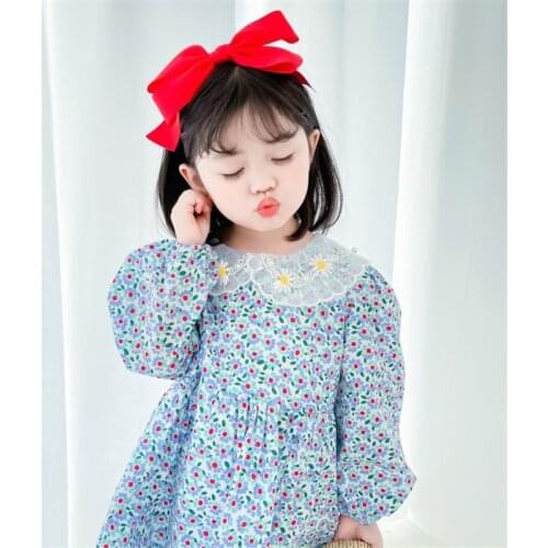 Beading Embroidery Floral Children Spring Summer Dress Baby Girls Dresses Trendy Kids Long Sleeve Ruffle Special Occasion New