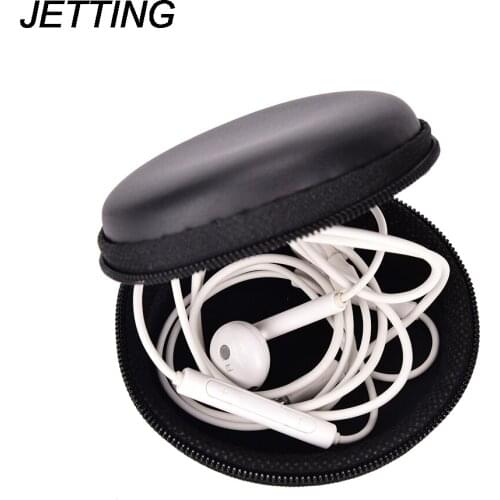Black Round Portable PU Coin Purse Box For Coins Earphone SD TF Cards Cable Cord Wire Storage Key Wallet Bag Coin Purses