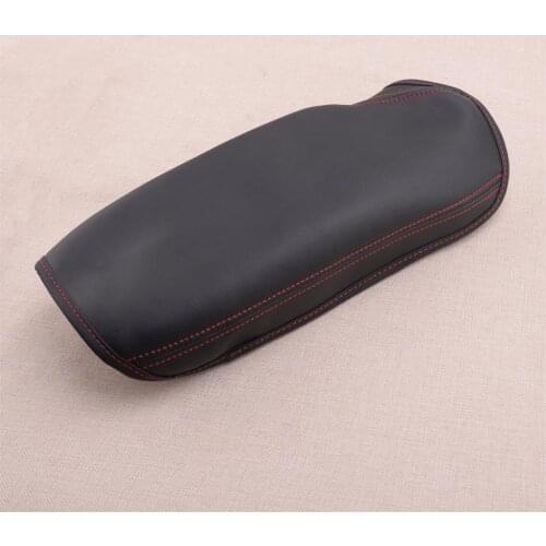CITALL Durable Car Center Console Armrest Lid Cover Trim Fit for BMW F30 2014-2016 2017 2018 Black with Red Stitching Leather