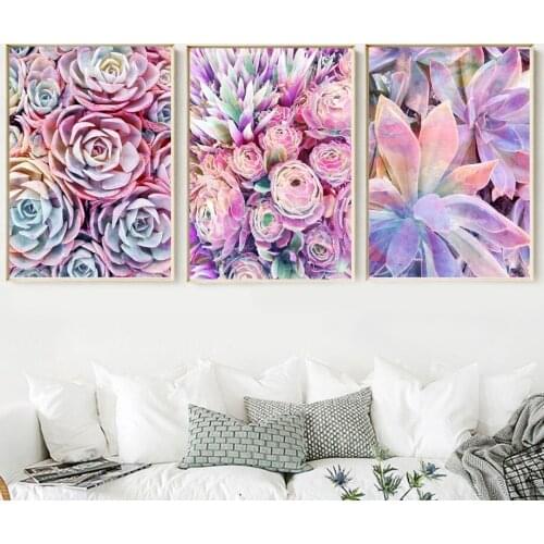 Colorful Succulent Plants Leaf Landacape Wall Art Canvas Painting Nordic Posters And Prints Wall Pictures For Living Room Decor