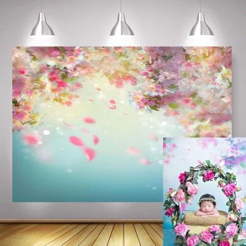 Floral Newborn Baby Portrait Photography Backdrop Children Birthday Background Photo Studio Props Cherry Blossoms Live Backdrops