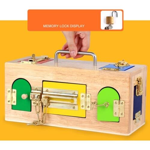 Montessori Wooden Lock Box Puzzle Training Board Game Kindergarten Toy