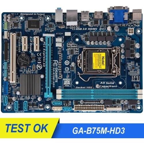 For Gigabyte GA-B75M-HD3 Desktop Motherboard B75M-HD3 B75 LGA 1155 i7 i5 i3 USB3.0 DDR3 16G SATA3 Micro-ATX Mainboard