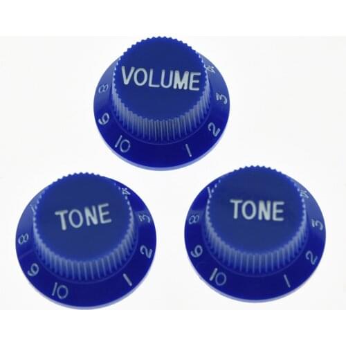 KAISH Set of 3 ST Guitar Knobs Volume & Tone Knob Blue /White