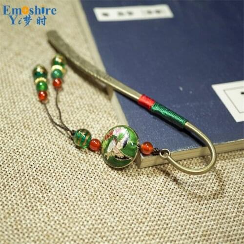 Creative Gift Bookmarks Wholesale Bronze Metal Bookmarks Cloisonne Glass Ornaments Metal Bookmarks Brand Stationery M127