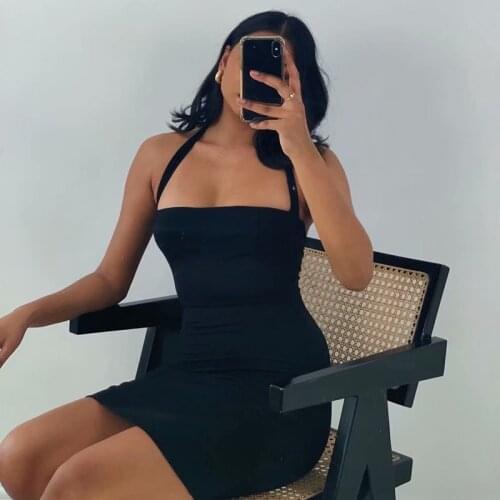 Summer dresses for women 2021 woman dress mini bodycon party dress kawaii dresses evening white halter dresses backless