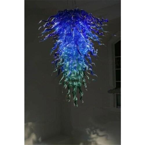 Briliant Cobalt and green LED Handmade Blown Chihuly Murano Glass Chandelier Lighting