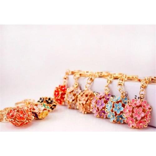 Metal flower Key Chains Rings women Purse Bag Buckle Pendant For Car Keyrings KeyChains B118