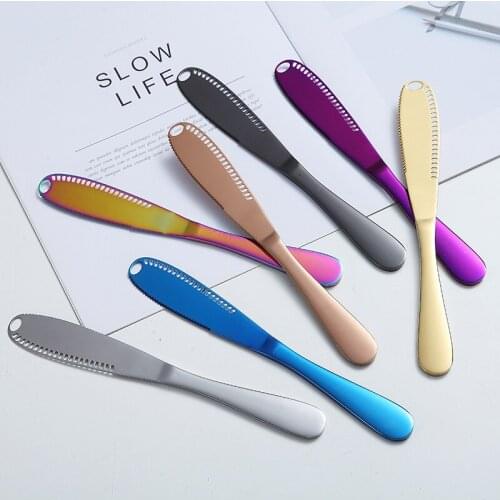 Multifunction Stainless Steel Butter Knife with Hole Cheese Dessert Jam Knife Cutlery Tool Kitchen Toast Bread Knife Tableware