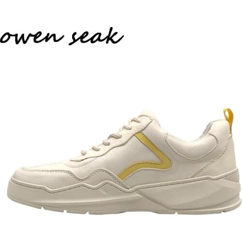 2019 Owen Seak Men Casual Shoes Luxury Men Sneakers Trainers Genuine Leather Loafers Spring Male Lace Up Brand Flats White Shoes