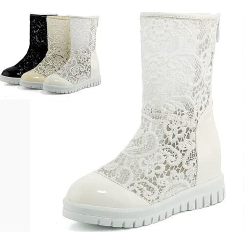 New net gauze short boots slope heel increase net boots spring and summer boots womens sandals 33 40-41-42-43 size