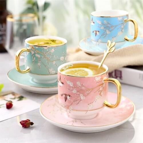 New Chinese style Cups And Saucers Set Countryside Ceramic Coffee cup Porcelain Tea Cup afternoon tea home decor accessories