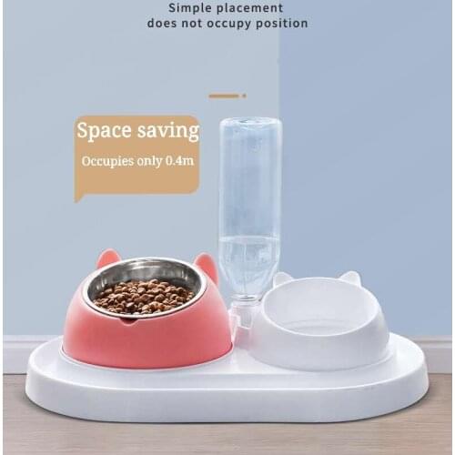 Pet Stainless Steel Cat Bowl Dog Bowl Protect Cervical Spine Cat Bowl Oblique Mouth Explosion Type Food Bowl Cat Accessories