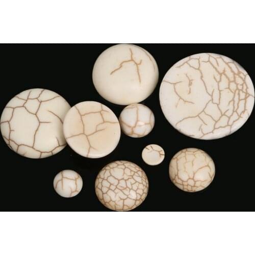 Half Round Flat Back Cabochons White Blue Howlite Smooth Natural Stone Beads Jewelry Findings For DIY Necklace Bracelet