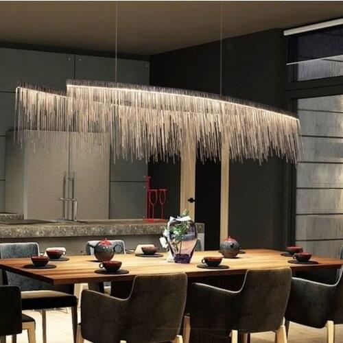 Post-modern art chandelier creative personality living room luxury aluminum chain tassel restaurant LED chandelier