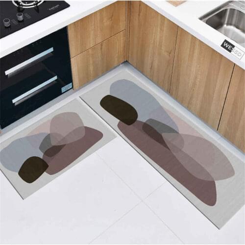 Nordic Simple Anti-slip Kitchen Mat Geometric Color Block Gray Bedside Mat Water Absorption Laundry Mat Long Bathroom Toilet Mat