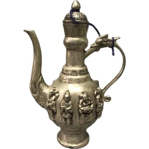 Early collection of white copper eight immortals pot family ornaments