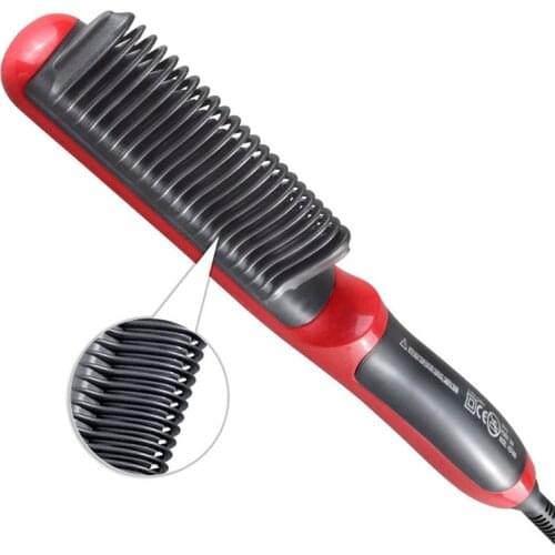 Hair Straightener Durable Electric Straight Hair Comb Brush LCD Heated Ceramic Hair Straightening Brush EU Plug