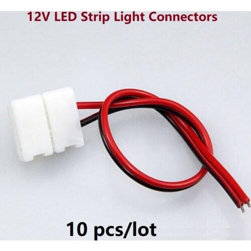 10 pcs 8mm 10mm LED Strip Light Connector SMD 3528 3014 3528 Single 2 pin Wire Joiner Adapter for 12V LED PBC Board Strip Lights
