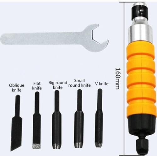 Wood Carving Tool Wood Chisel Carving Tool Set Electric Chisel with 5 Carving Tip Wrench Flexible Flex Shaft Hand Tool Tool Set