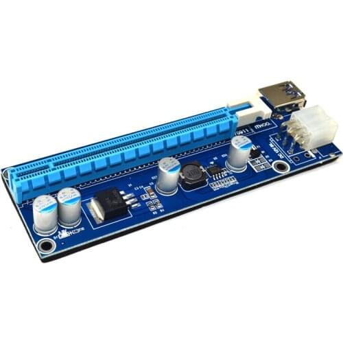 Riser 008C Two LED PCI-E Extender PCI-E Riser PCI Express 1X to 16X Cable USB 3.0 SATA to 6Pin Power For Antminer Miner Mining