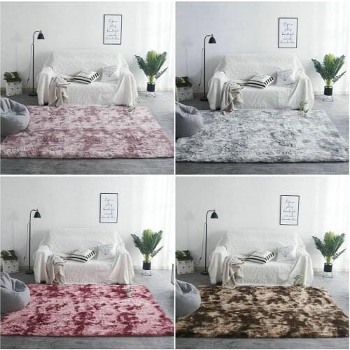 Ins Nordic variegated gradient tie-dye carpet living room coffee table mat bedroom bedside long hair rug encryption thickening