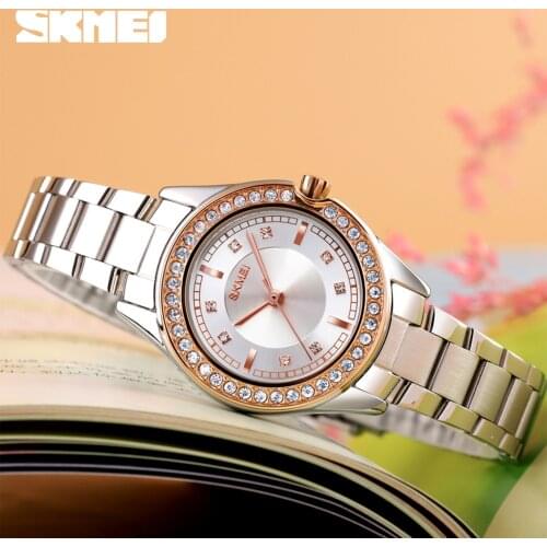SKMEI Fashion Women Quartz Watch Innovative Diamond Wristwatches Lady Watches Waterproof Stainless Steel Strap reloj mujer 1534