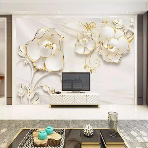 Modern 3D Three-dimensional Silk Rose Photo Mural Wallpaper Living Room Bedroom Background Wall Waterproof Decoration Wall Cloth