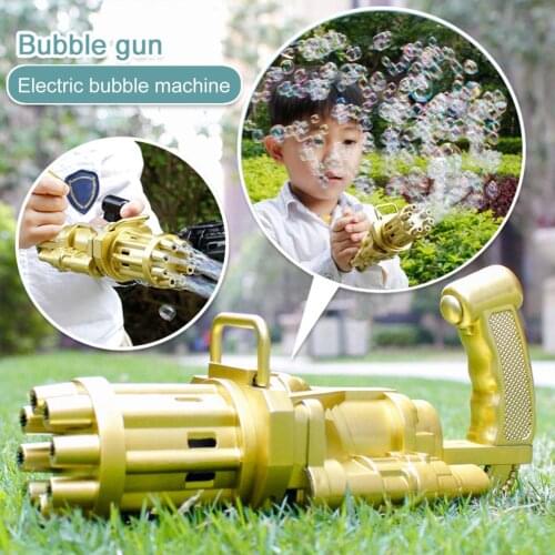Super Value Deals Gatling Bubble Machine Kids Toys Summer Outdoor Automatic Blower Pomperos Kids Soap Bubble Toys Dropshipping